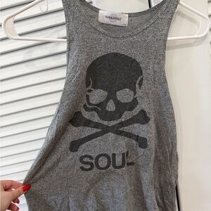 soulcycle Gray Muscle Tank with Black Skull Graphic size small